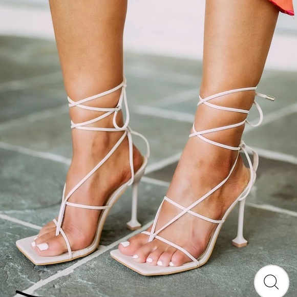Nude Strappy High Heels - Picture 1 of 3